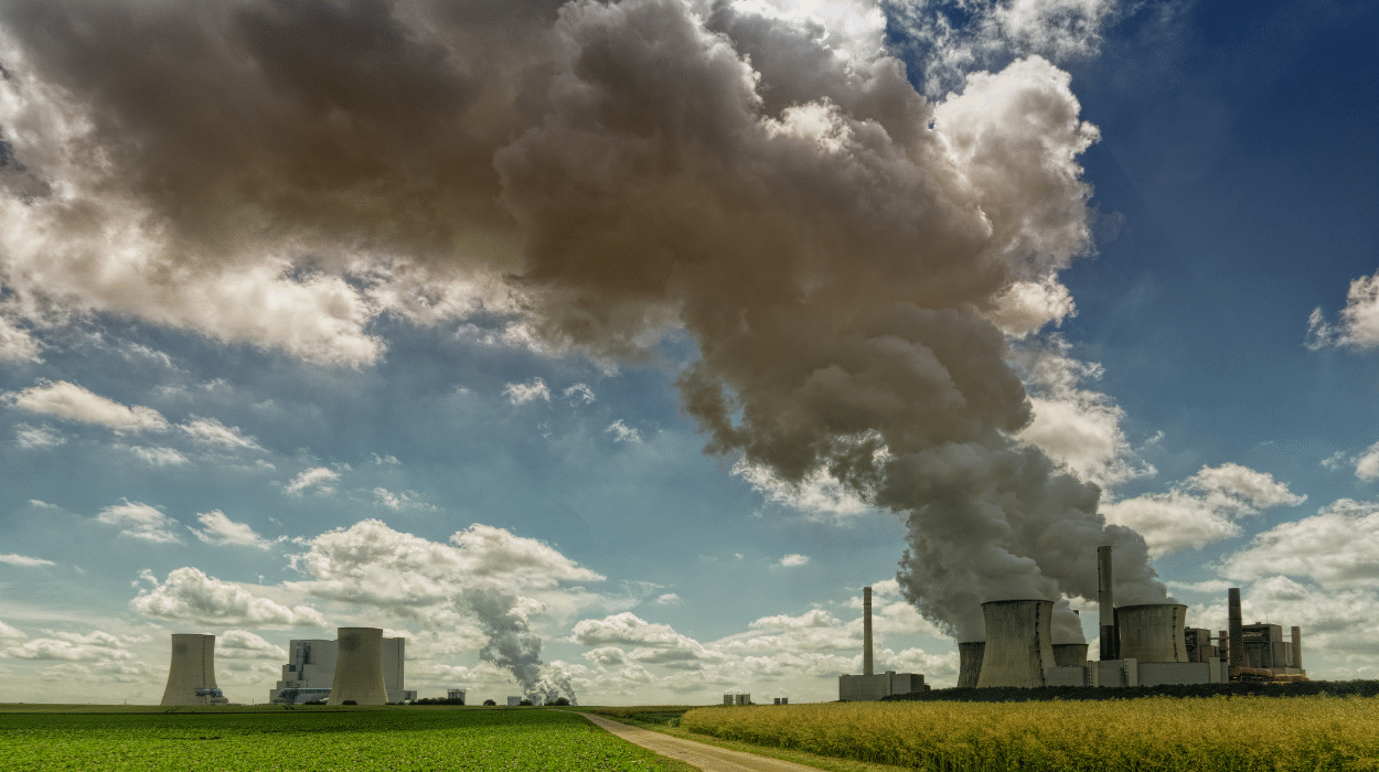 carbon footprint making cloud formation over agriculture cropland